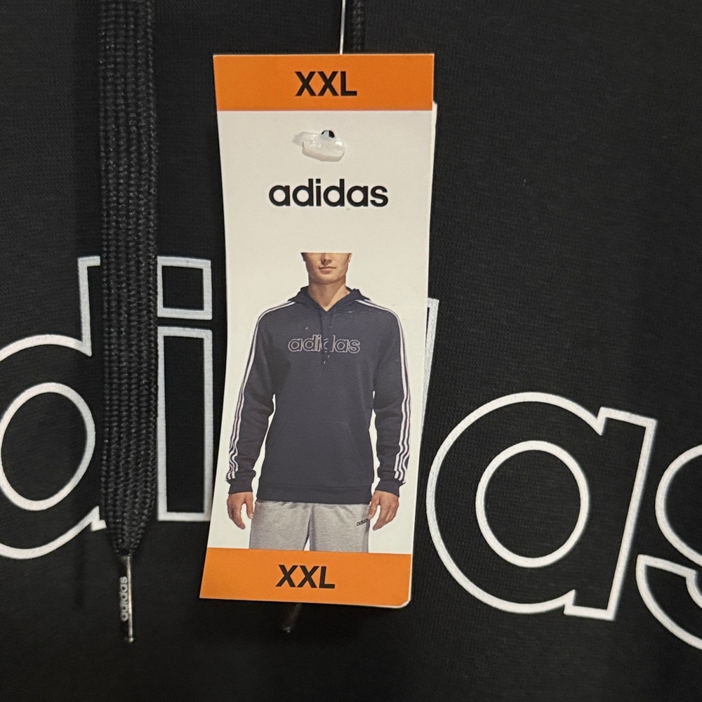 Adidas Men's Black Hoodie with White Stripes Size XXL NWT - Picture 5 of 5
